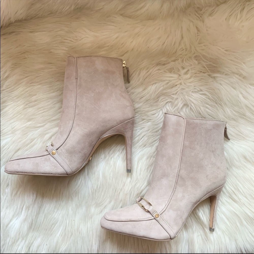 New! Rare REISS Paris Jett Embellished Suede Ankle Booties in Taupe - Picture 10 of 13